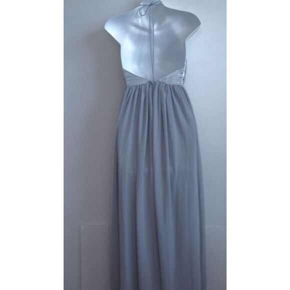 Tobi Women's Silver Pleated Low V Halter Empire Maxi dress Sz XS NWT 168 - Picture 3 of 11